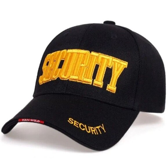 NEW Men Women GOLD Embroidery Stitched SECURITY Black Adjustable Cap Hat - Picture 1 of 9